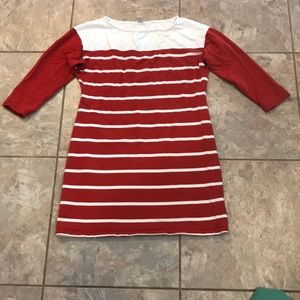 Red and white striped dress